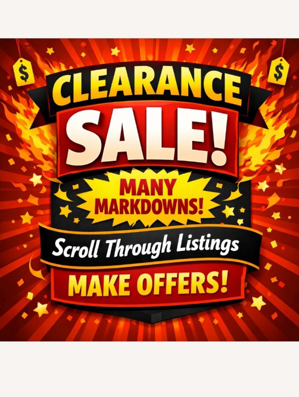 CLEARANCE SALE TODAY ONLY